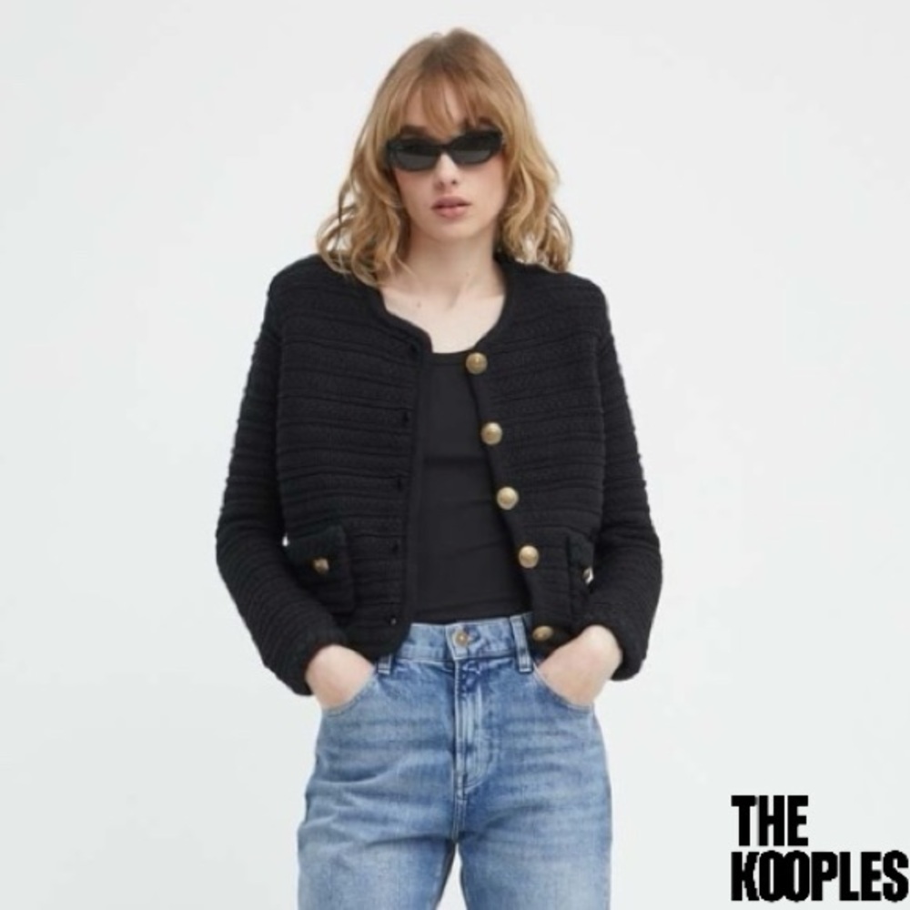 The Kooples **NWT** Round-Neck Long-Sleeve Ribbed Knitted Cardigan - Picture 5 of 13